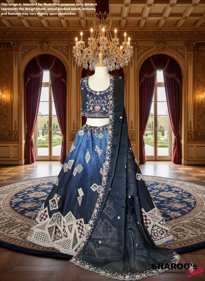 Black double-shade Designer Lehenga