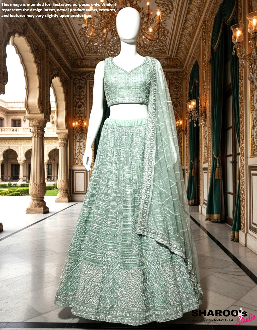 Pastel Green Designer Lehenga